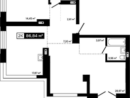 Продается 2-комнатная квартира ЖК Платина, 82.98  м&sup2;, 28445000 рублей