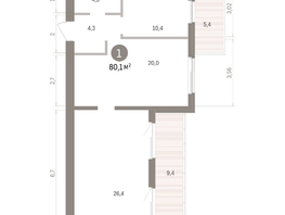 Продается 1-комнатная квартира ЖК Пшеница, дом 5.2, 80.12  м&sup2;, 11390000 рублей