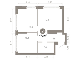 Продается 2-комнатная квартира  Квартал Молодость, дом 1, 47.24  м&sup2;, 6890000 рублей