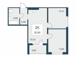 Продается 2-комнатная квартира ЖК Эко-квартал на Кедровой, дом 5, 52.84  м&sup2;, 7650000 рублей