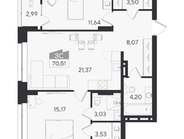 Продается 3-комнатная квартира ЖК Ясный берег, дом 10, бс 6-7, 73.5  м&sup2;, 12888000 рублей