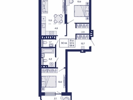 Продается 3-комнатная квартира ЖК Горизонт, дом 2, 59.4  м&sup2;, 8800000 рублей