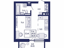 Продается Студия ЖК Горизонт, дом 2, 26.5  м&sup2;, 5150000 рублей