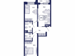 Продается 2-комнатная квартира ЖК Сила леса, корп 1, 59.1  м&sup2;, 10150000 рублей