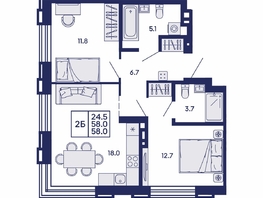Продается 2-комнатная квартира ЖК Сила леса, корп 2, 58  м&sup2;, 10100000 рублей