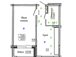 Продается 1-комнатная квартира ЖК Самоцветы, Бирюза дом 3, 41.6  м&sup2;, 6673390 рублей