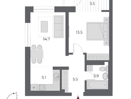Продается 2-комнатная квартира ЖК ОСКАР, дом 1, 46.2  м&sup2;, 11190000 рублей