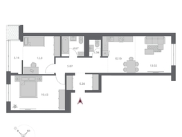 Продается 3-комнатная квартира ЖК Беринг, дом 3, 74.54  м&sup2;, 13190000 рублей