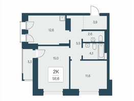 Продается 2-комнатная квартира ЖК Расцветай на Кропоткина, дом 2, 58.6  м&sup2;, 10750000 рублей
