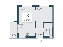 Продается 1-комнатная квартира ЖК Эко-квартал на Кедровой, дом 7, 39.67  м&sup2;, 4725000 рублей