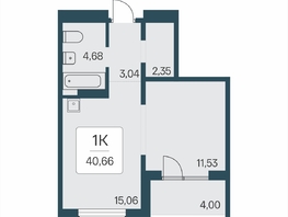 Продается 1-комнатная квартира ЖК Эко-квартал на Кедровой, дом 7, 40.66  м&sup2;, 5300000 рублей