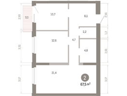 Продается 2-комнатная квартира ЖК Город на озере, 67.49  м&sup2;, 14660000 рублей