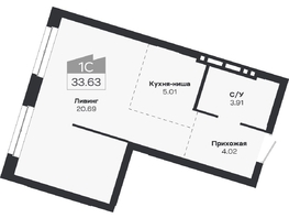 Продается 1-комнатная квартира ЖК Базилик, дом 2, 33.63  м&sup2;, 5907000 рублей