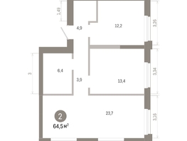 Продается 2-комнатная квартира ЖК Город на озере, 64.52  м&sup2;, 14160000 рублей
