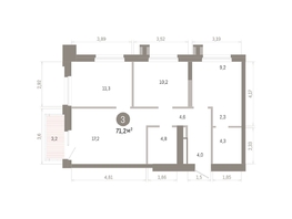 Продается 3-комнатная квартира ЖК Город на озере, 71.24  м&sup2;, 15810000 рублей