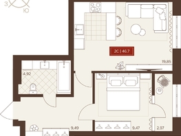 Продается 2-комнатная квартира ЖК Невский, 46.7  м&sup2;, 7480000 рублей