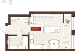 Продается Студия ЖК Невский, 34.83  м&sup2;, 6200000 рублей