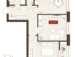 Продается 2-комнатная квартира ЖК Невский, 61.89  м&sup2;, 11010000 рублей