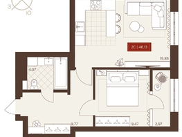 Продается 2-комнатная квартира ЖК Невский, 46.13  м&sup2;, 8210000 рублей