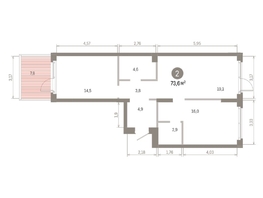 Продается 2-комнатная квартира ЖК Пшеница, 6.1, 73.63  м&sup2;, 12910000 рублей