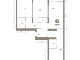 Продается 3-комнатная квартира ЖК Европейский берег, дом 46, 90.33  м&sup2;, 13380000 рублей