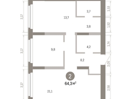 Продается 2-комнатная квартира ЖК Европейский берег, дом 46, 64.31  м&sup2;, 10390000 рублей