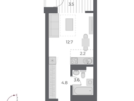 Продается Студия ЖК ОСКАР, дом 1, 26.8  м&sup2;, 7690000 рублей
