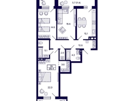 Продается 3-комнатная квартира ЖК Грандо, 100.6  м&sup2;, 15800000 рублей