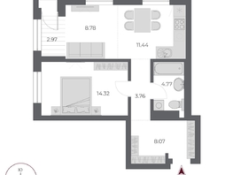 Продается 2-комнатная квартира ЖК ОСКАР, дом 3, 54  м&sup2;, 10870000 рублей