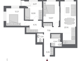 Продается 3-комнатная квартира ЖК ОСКАР, дом 3, 82  м&sup2;, 15970000 рублей