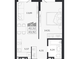 Продается 2-комнатная квартира ЖК Ясный берег, дом 20, 43.92  м&sup2;, 8054000 рублей