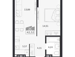 Продается 2-комнатная квартира ЖК Ясный берег, дом 20, 42.52  м&sup2;, 8128000 рублей
