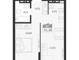 Продается 2-комнатная квартира ЖК Ясный берег, дом 20, 41.38  м&sup2;, 8017000 рублей