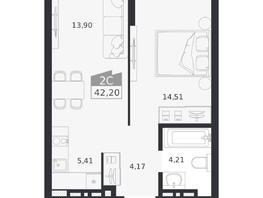 Продается 2-комнатная квартира ЖК Ясный берег, дом 20, 42.2  м&sup2;, 8239000 рублей