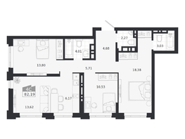 Продается 4-комнатная квартира ЖК Ясный берег, дом 20, 82.19  м&sup2;, 13017000 рублей