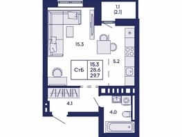 Продается Студия ЖК Горизонт, дом 2, 29.7  м&sup2;, 5750000 рублей