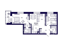 Продается 3-комнатная квартира ЖК Сподвижники, дом 1, 72.1  м&sup2;, 8700000 рублей