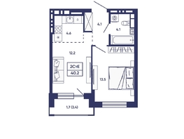 Продается 2-комнатная квартира ЖК Сподвижники, дом 2, 40.2  м&sup2;, 5750000 рублей