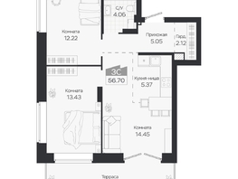 Продается 3-комнатная квартира ЖК Базилик, дом 3, 56.7  м&sup2;, 9595000 рублей