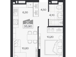 Продается 2-комнатная квартира ЖК Ясный берег, дом 33, 35.9  м&sup2;, 6931000 рублей