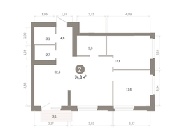 Продается 2-комнатная квартира ЖК Город на озере, 74.26  м&sup2;, 16390000 рублей