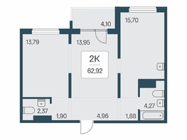 Продается 2-комнатная квартира ЖК Эко-квартал на Кедровой, дом 7, 62.92  м&sup2;, 7200000 рублей