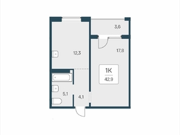 Продается 1-комнатная квартира ЖК Цветной бульвар, дом 4 сек 2, 42.9  м&sup2;, 5950000 рублей