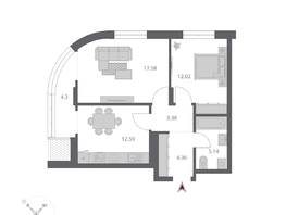 Продается 3-комнатная квартира ЖК Беринг, дом 3, 59.64  м&sup2;, 10990000 рублей