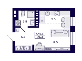 Продается Студия ЖК Сподвижники, дом 1, 26.3  м&sup2;, 4500000 рублей