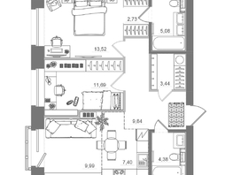 Продается 2-комнатная квартира ЖК Спектр, дом 10, 67.46  м&sup2;, 11620000 рублей