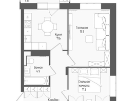 Продается 2-комнатная квартира ЖК Тетрис, корпус 1, 54.8  м&sup2;, 10401250 рублей
