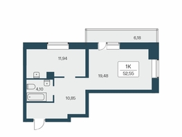 Продается 1-комнатная квартира ЖК Расцветай на Зорге, дом 2, 53.5  м&sup2;, 4830000 рублей