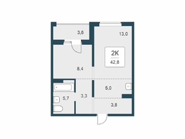 Продается 2-комнатная квартира ЖК Цветной бульвар, дом 4 сек 1, 42.8  м&sup2;, 5400000 рублей