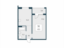 Продается 1-комнатная квартира ЖК Цветной бульвар, дом 4 сек 2, 43.1  м&sup2;, 5300000 рублей